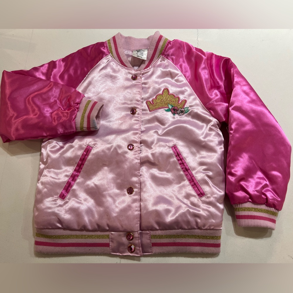 Disney Princess Pink and White Satin Jacket with Embroidery